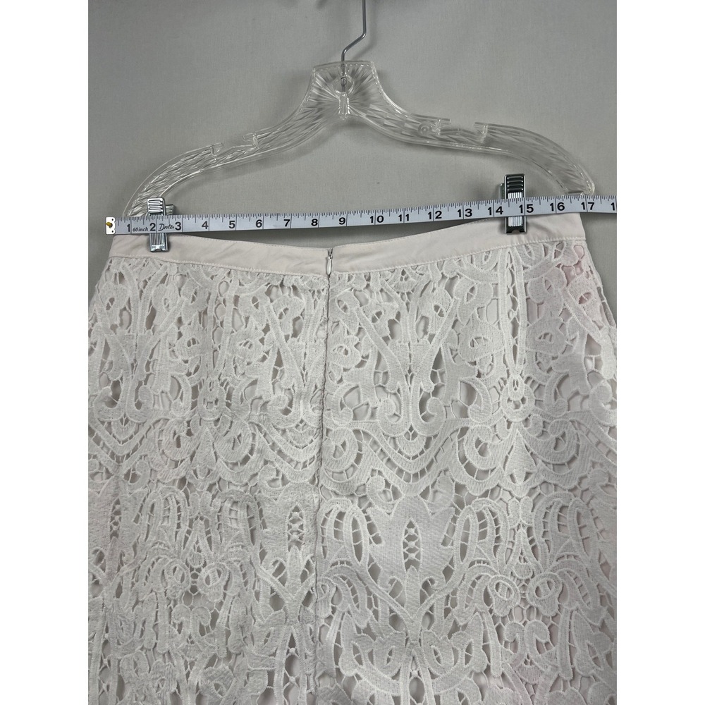 Solitaire Crochet Skirt Women XL White Floral Pearl Button Scalloped Beach - Picture 5 of 9